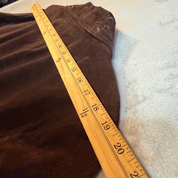 Coldwater Creek Brown Suede Leather Embroidered Beaded Jacket Womens XL Boho - Picture 7 of 8